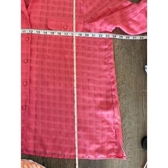 liz baker plaid sheer button front long sleeve - Picture 5 of 5